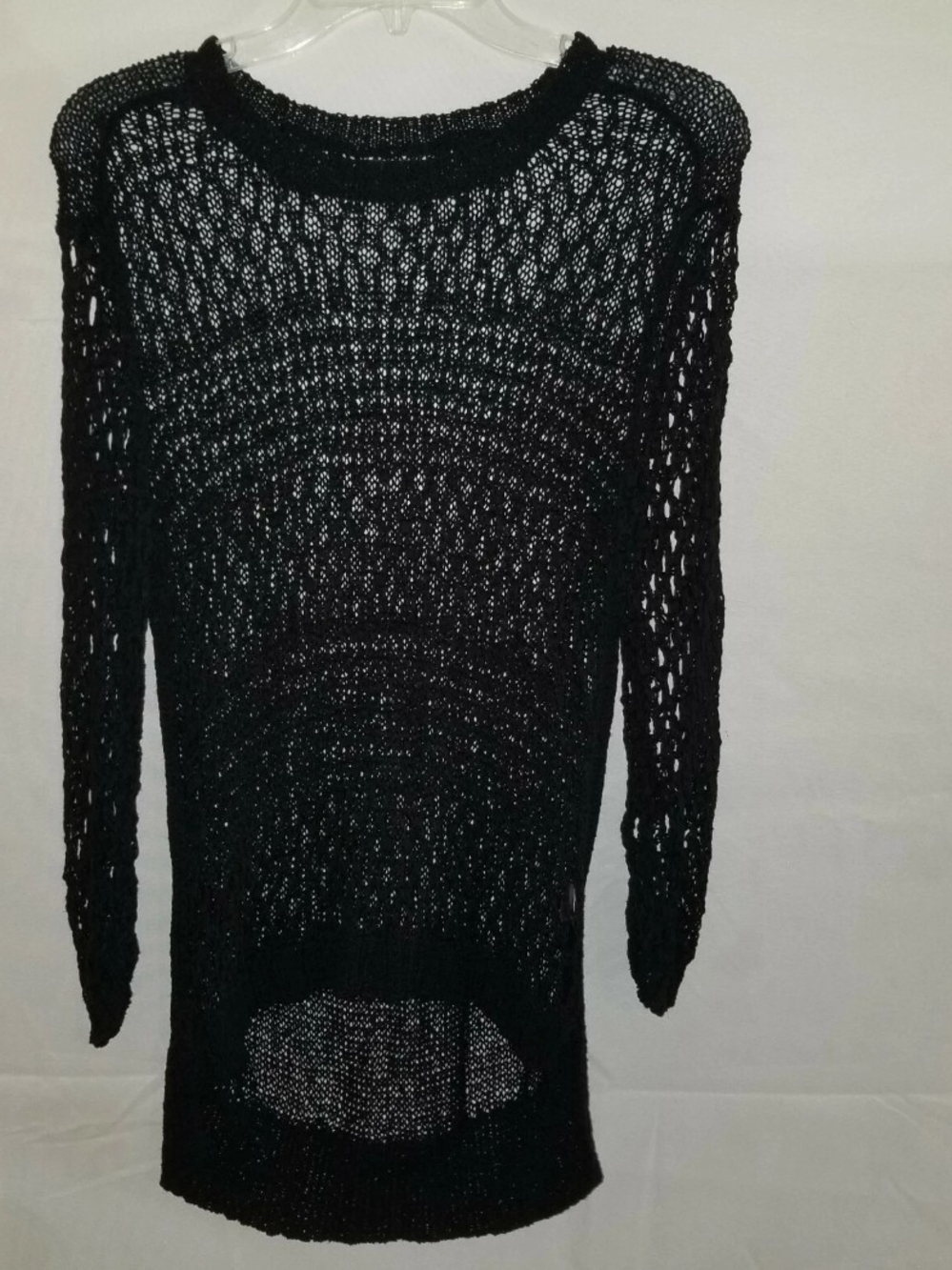 Christian Siriano Black Open-Weave Crewneck Sweater